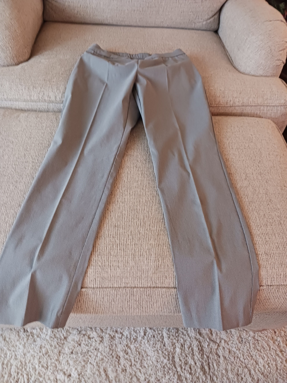 Womens Classic Flat-Front Dress Pants in Light Gray